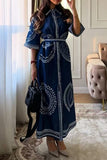 Ocean-Inspired Print Midi Dress