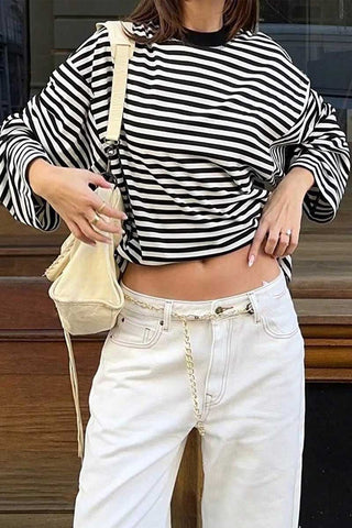 Striped Long Sleeve Crew Neck T-Shirt