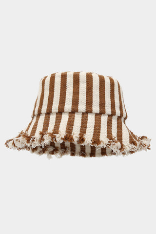 Striped Fringe Bucket Hat