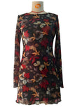 Floral Sheer Sleeve Mini Casual Dress