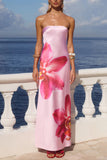 Strapless Maxi Floral Vacation Dress