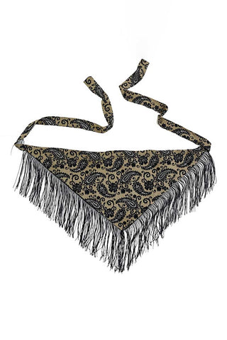 Paisley Print Fringe Tie Waist Wrap