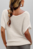 Open Knit Scoop Neck Short Sleeve Sweater