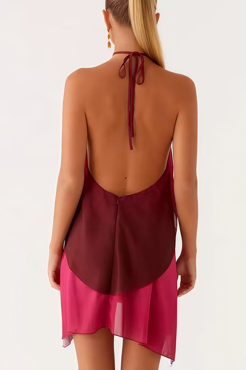 Asymmetrical Layered Halter Dress