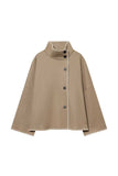 Mock Neck Contrast Stitch Button Front Jacket
