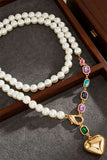 Multi-Strand Pearl Heart Pendant Necklace