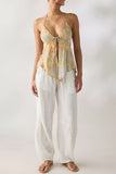 Floral Halter Tie-Front Tank