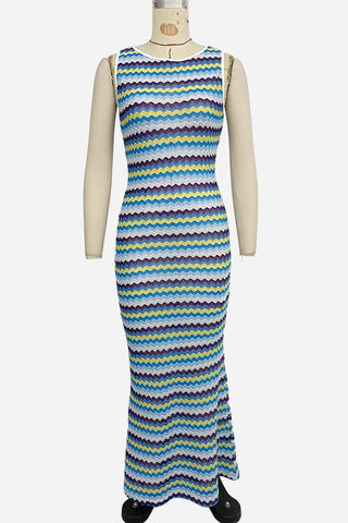 Striped Sleeveless Maxi Dress
