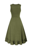 Lace-Up Ruched Sleeveless Casual Dress