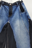Patchwork Wide-Leg Baggy Jeans