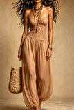 Lace Bodice Drawstring Balloon Leg Jumpsuit