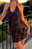 Sequin Halter Mini Dress