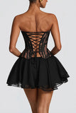 Lace Corset Top and Ruffle Mini Skirt Set