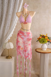 Floral Halter Ruffled Wrap Bikini Set