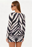 Zebra Print Long Sleeve Mini Casual Dress