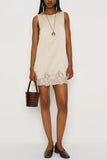 Sleeveless Lace Hem Casual Dress