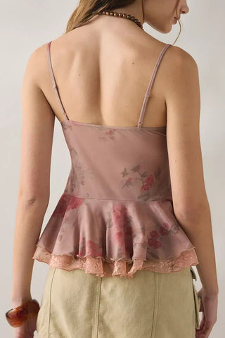Flowy Ruffled Spaghetti Strap Blouse