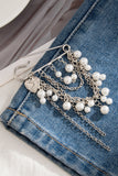 Pearl Chain Dangle Safety Pin Brooch