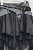 Faux Leather Wrap Asymmetrical Midi Skirt