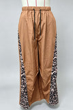 Leopard Side Panel Drawstring Wide-Leg Pants