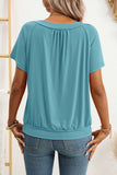 V-Neck Gathered Short Sleeve Top