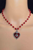 Ornate Heart Pendant Beaded Necklace