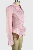 Striped Puff Sleeve Peplum Shirt