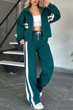 Striped Zip-Up Crop Top and Pants Set