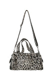 Leopard Print Studded Multi-Pocket Tote Bag