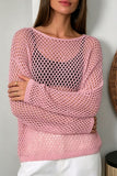 Long-Sleeve Crochet Knit Top