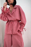 Plaid Long Sleeve Button-Front Pajama Set