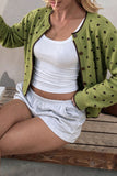 Polka Dot Knit Button-Front Cardigan