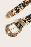 Floral Print Ornate Metal Belt