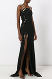 Eyelet Embellished Evening Gown