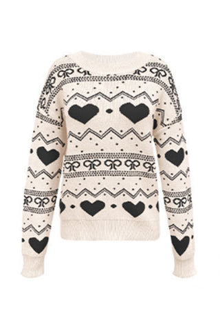 Geometric Heart Knit Sweater