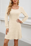 Ribbed Long Sleeve Casual Dress