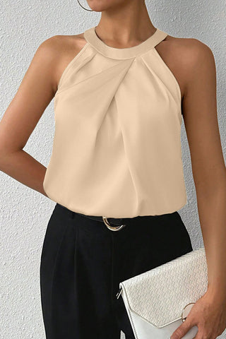 Pleated Halter Neck Top