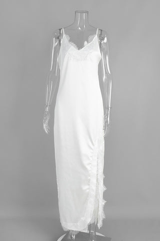 Lace-Trimmed Casual Maxi Dress