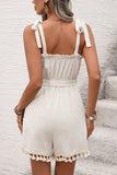 Tie-Strap Romper with Tassel Hem