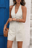 Striped Button-Front Romper