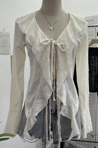 Tie-Front Ruffled Blouse