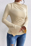 Elegant Long Sleeve Drape T-Shirt