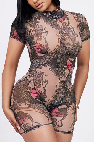 Floral Patterned Short Romper