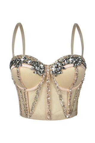 Embellished Mesh Tank Top