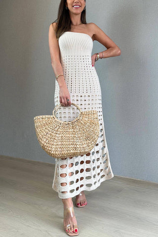 Strapless Crochet Midi Dress