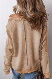 Waffle Knit Patchwork Raglan Sleeve Top