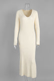 Ribbed Knit Casual Midi Dress