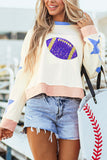 Star Patch Contrast Trim Top