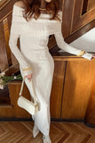 Off-Shoulder Ribbed Casual Dress