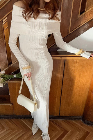 Off-Shoulder Ribbed Casual Dress